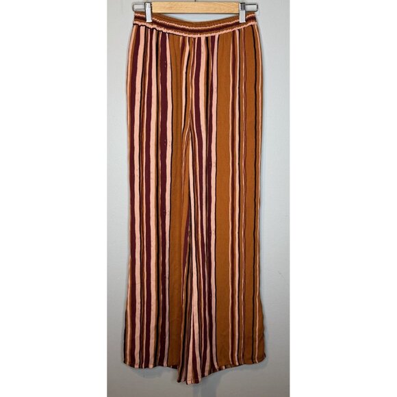 Modcloth Pants - ModCloth Wide Leg Retro Striped Pants Small Orange Pink Pull On